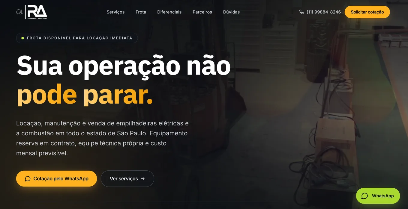RA Engenharia landing page