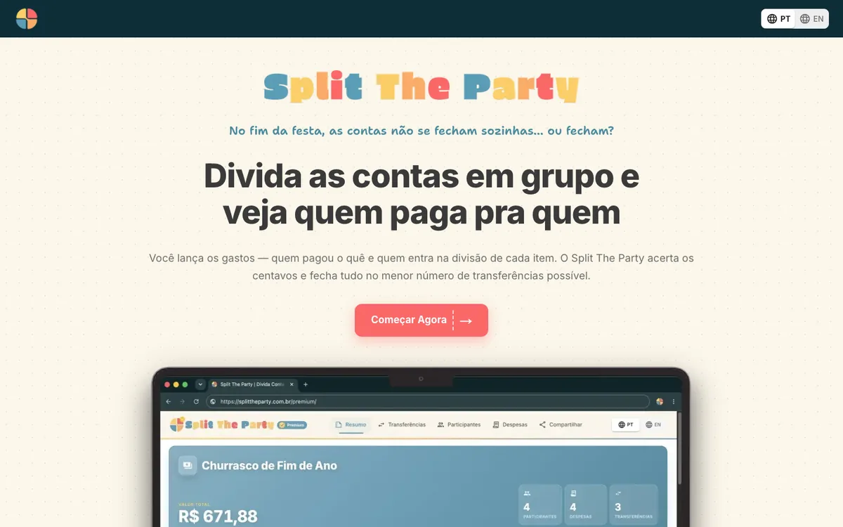 Split The Party landing page